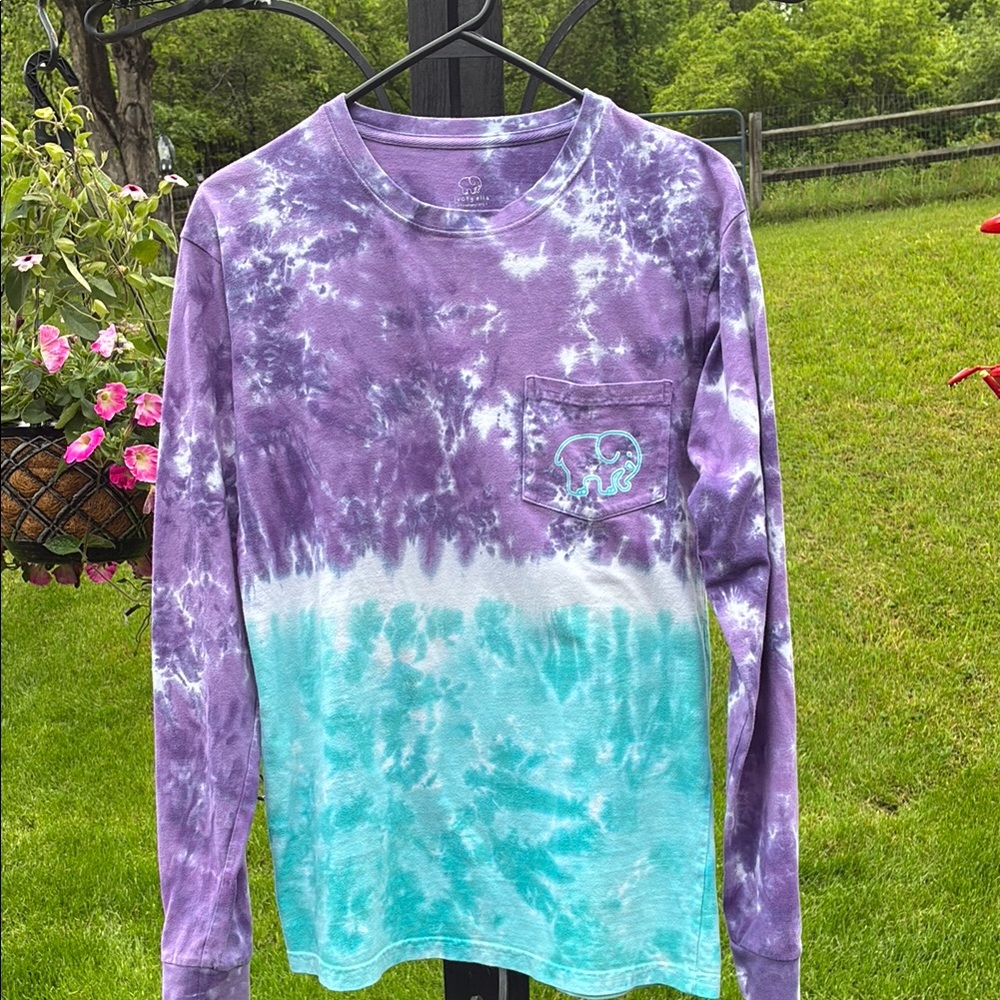 Ivory Ella Purple and Blue Long Sleeve Tie-Dye Tee